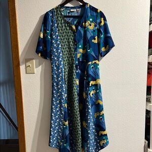 LOGO by Lori Goldstein Elegant Blue and Green Dress xxs Halloween?